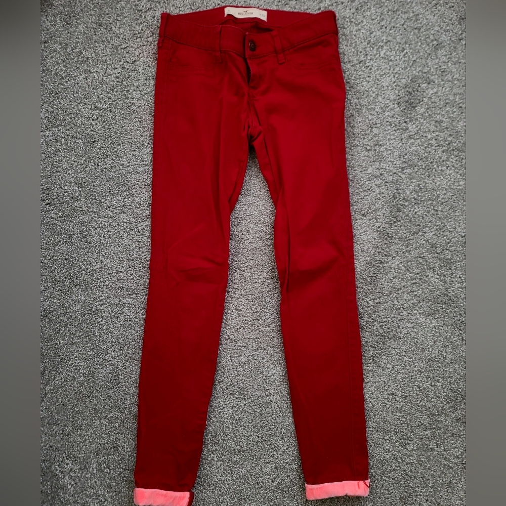 Hollister Bold Red Low Rise Jeans